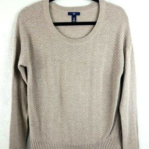 Gap Women’s Crew Neck Chevron Sweater Tan MEDIUM